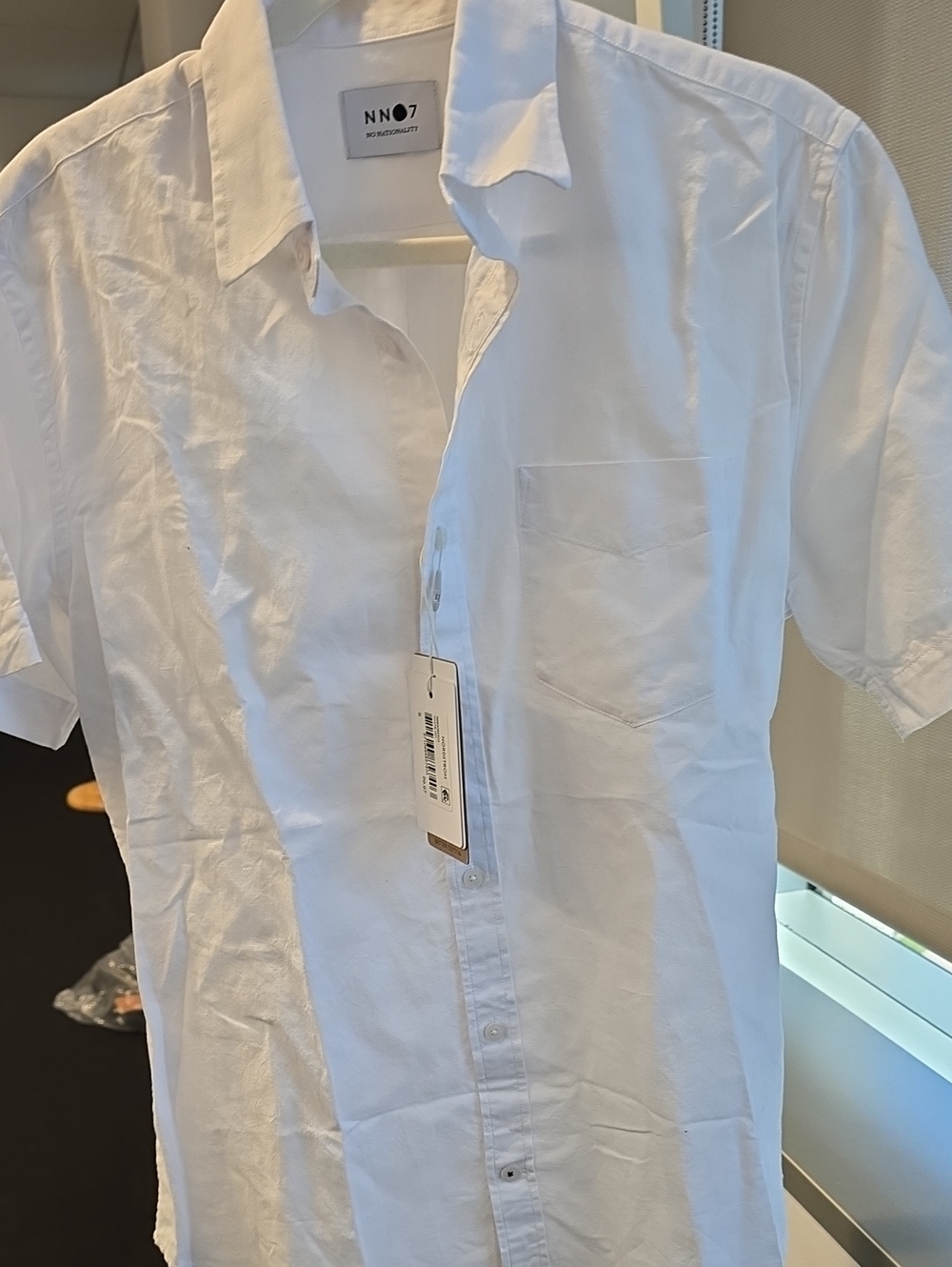 NN07 Leon Short Sleeve Linen Cotton Shirt Shirt White S NWT